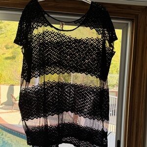 Free People Black Crochet and Lace Swim Cover-Up